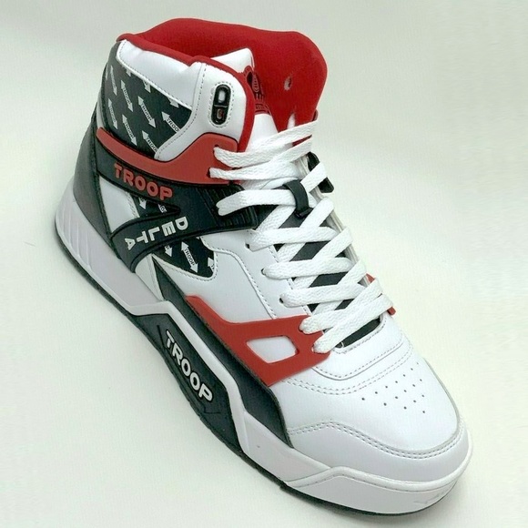 Men's Troop Delta White Black Red High-Top Sneakers NWT